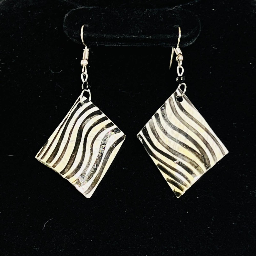 Painted Horn Earrings, From Kenya, supports charity.
